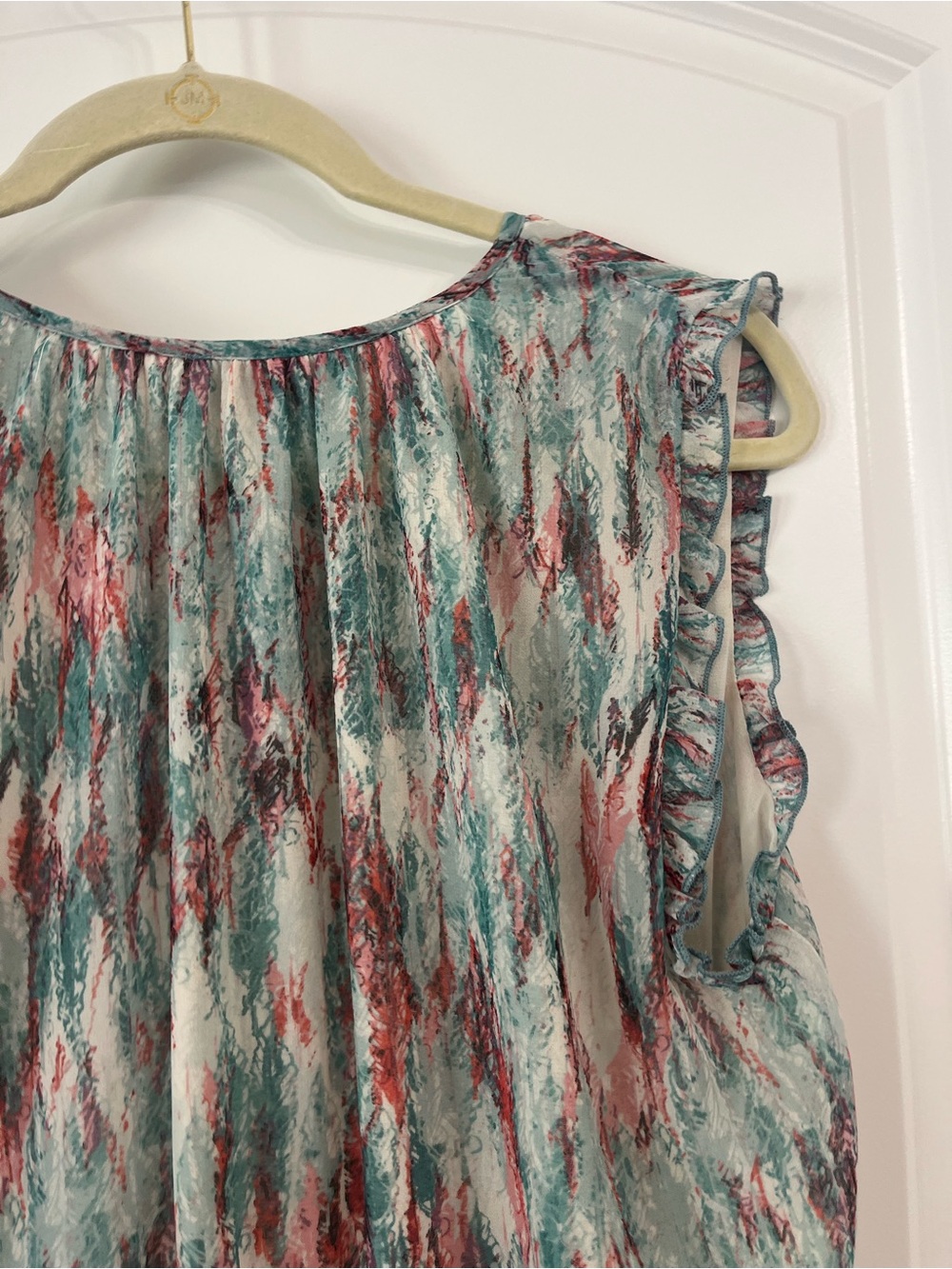 Veronica M Womens Short Sleeve Mini Dress Ruffled Hem and Sleeves Size Large - Picture 9 of 10